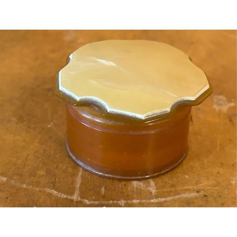 Vintage Bakelite Butterscotch Pearly Nose Powder Container Vanity Trinket Box (8